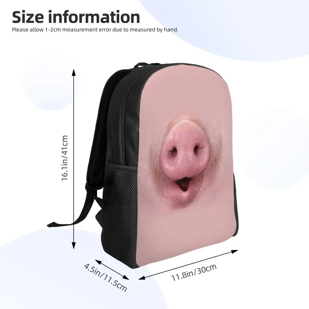 Custom Funny Pig Face Nose Laptop Backpack Men Women Basic Bookbag for School College Student Animal Piggy Lover Bag