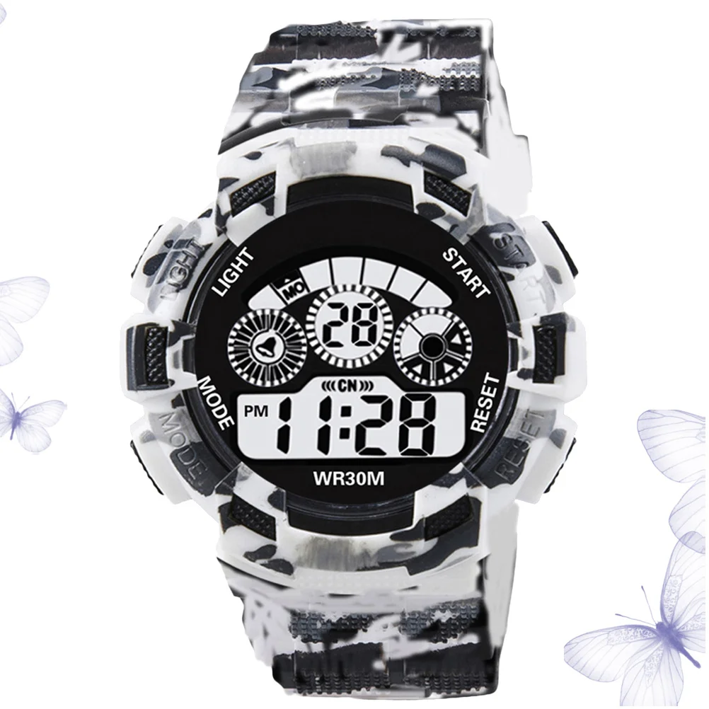 ساعة رقمية إلكترونية للطلاب رمادي فاتح مقاومة للماء، منبه رياضي، شاشة LED للرجال، كاجوال في الهواء الطلق #4