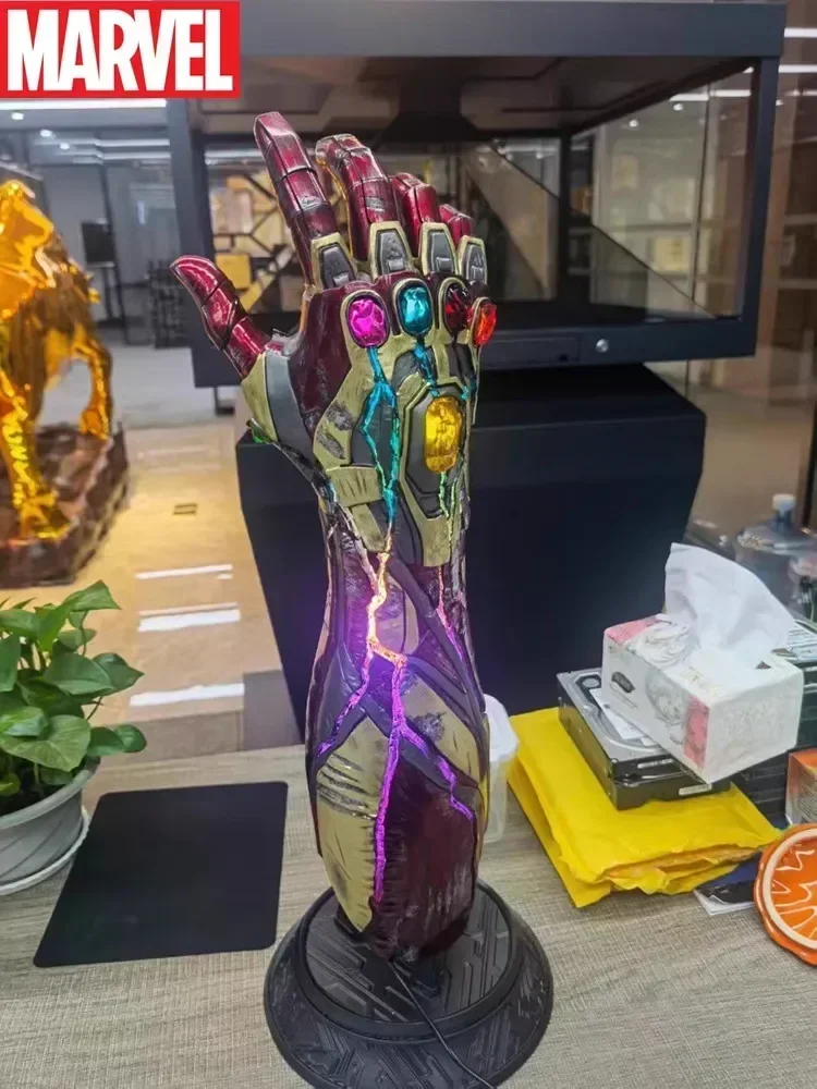 62cm Marvel The Avengers Iron Man Mk85 Infinity Gauntlet Anime Figures Model Luminous Version Collect Ornaments Festival Gifts