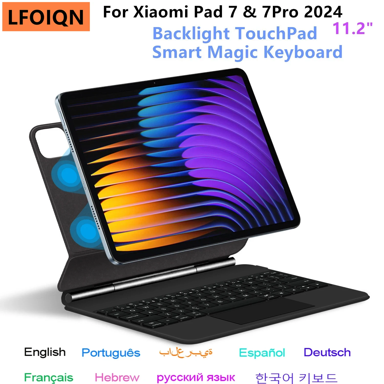 

Folio Magic Keyboard For Xiaomi Pad 7 2024 Mi Pad 7 Pro 11.2" Tablet Smart Case Portuguese Spanish Korean French keyboard cover