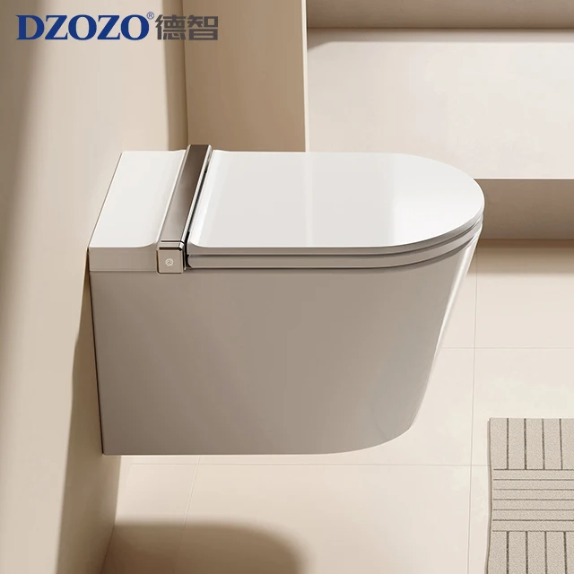 

S005 Light Smart Wall Hung Умный унитаз-биде с удлиненным белым датчиком Рамка смывной пластины и бачок Интеллектуальный унитаз