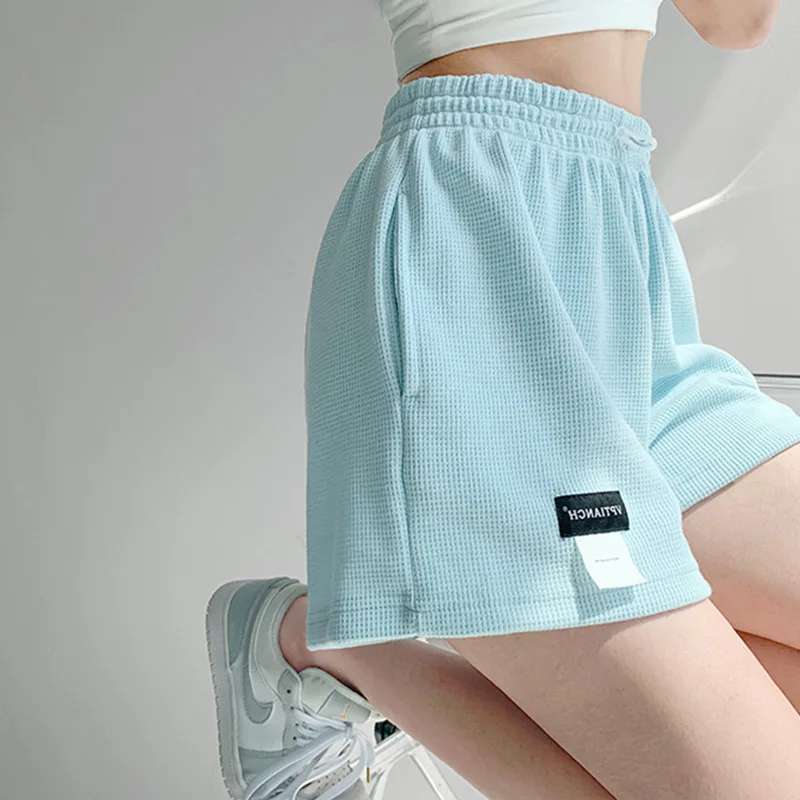 Women's Shorts 2024 Summer High Waisted Sports Shorts Loose Bottoms Female Casual Elastic Waist Hot Pants Solid Color Homewear