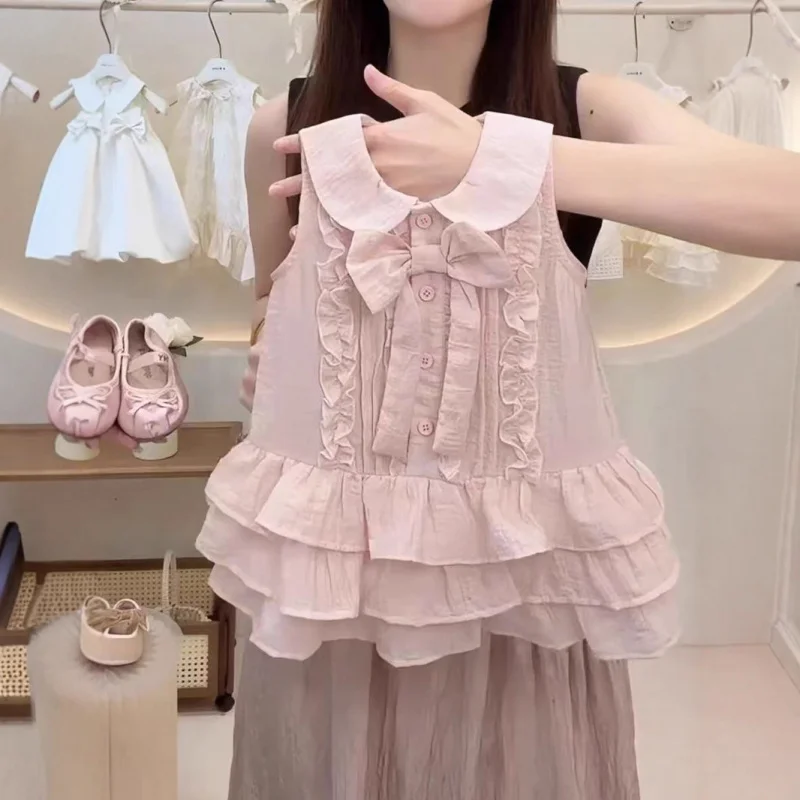 

Baby girl's summer princess dress, new summer style for girls, pink bow lace tank dress