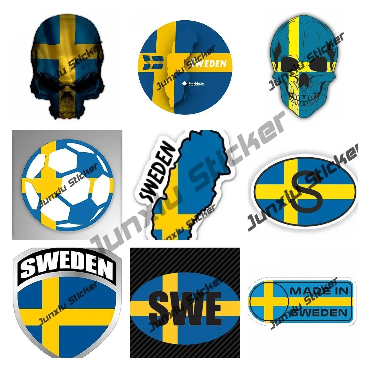 Sweden Decal Sverige Swedish National Emblem Shield Car Sticker for Car Motorcycle Window Bumper Truck Waterproof Sticker Decor