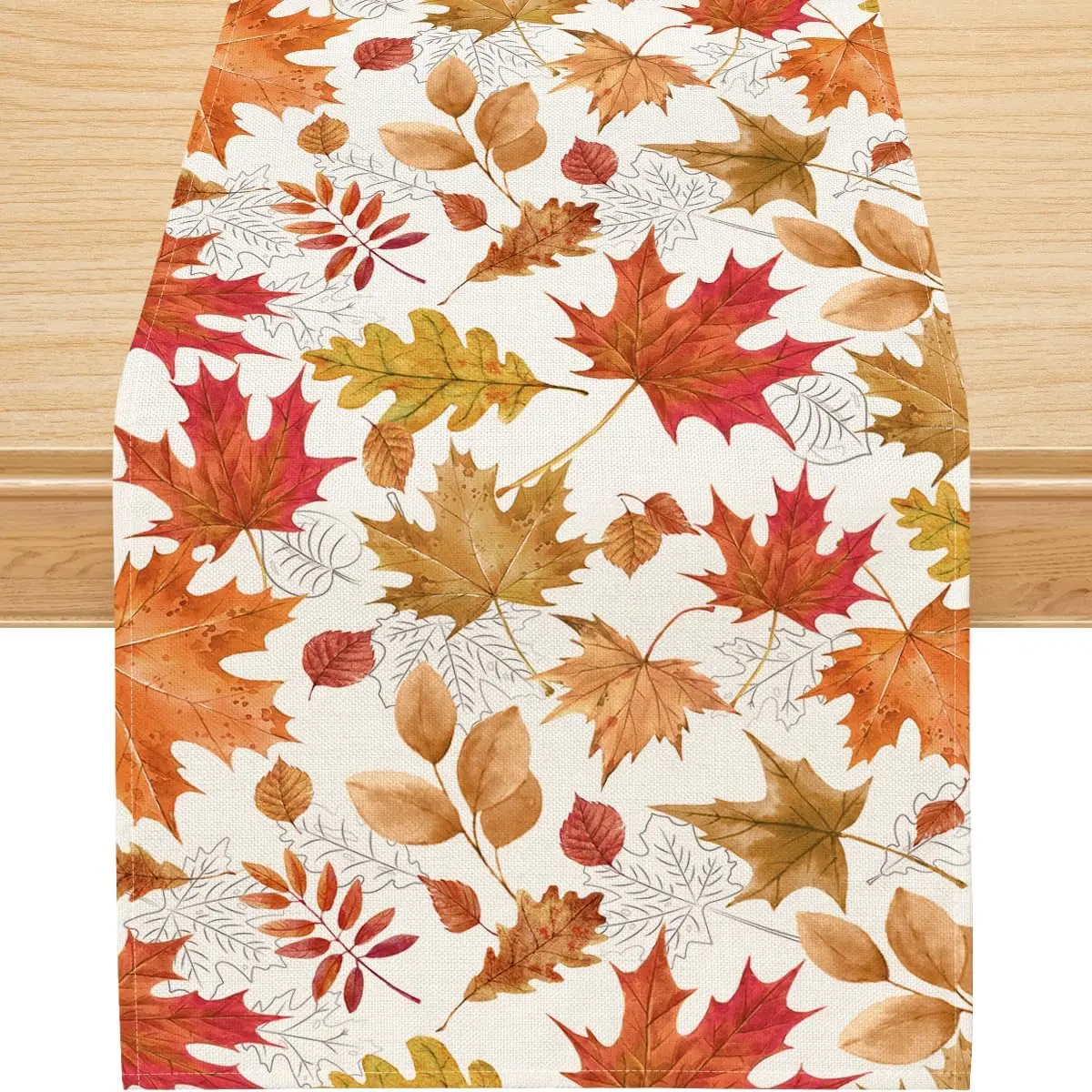 Fall Thanksgiving Maple Leaf Linen Table Runner Dresser Scarves Decor Autumn Harvest Kitchen Dining Table Runner Party Decor