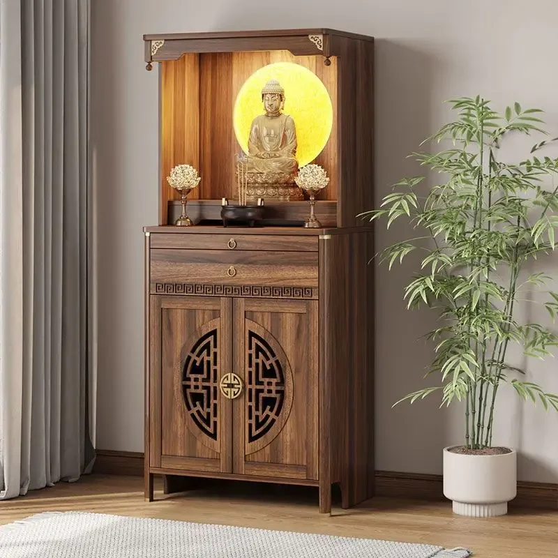 Shrine Buddhist cabinet New Chinese vertical cabinet Solid wood shrine cabinet Incense table Immortal shrine household Buddhist