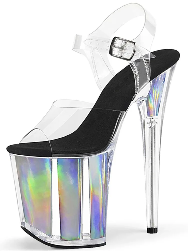 Exotic 8inch High Heels Super sandals Platform 20cm Pole Dance Shoes Sexy Fetish Stripper gladiator Dress transparent crystal