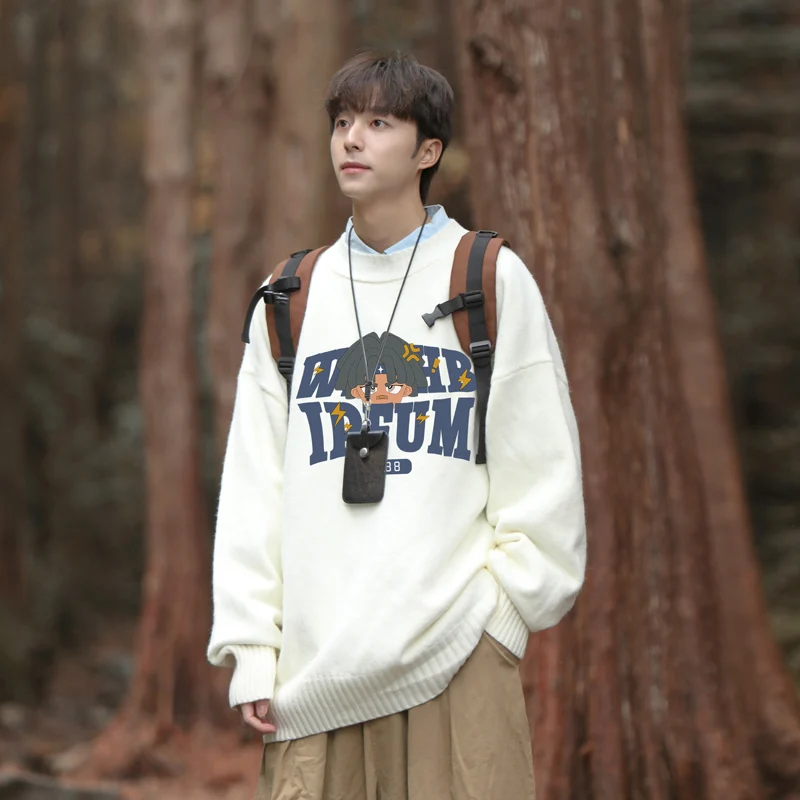 

Men's Thiened Fce f-High Collar Knitted Sweater Autumn Winter Base Layer irt y Sle Teenager Inner Trendy