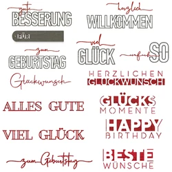 German English Words Tag Craft Metal Cutting Dies Birthday Wish Die Cut For DIY Scrarpbooking Paper Cards Making Mould New 2023