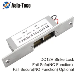 DC 12V 전기 스트라이크 잠금 전자 문짝 잠금 장치, 고정 또는 고정, NO/NC 1000KG 유지력, 44mm 잠금 텅 실린더