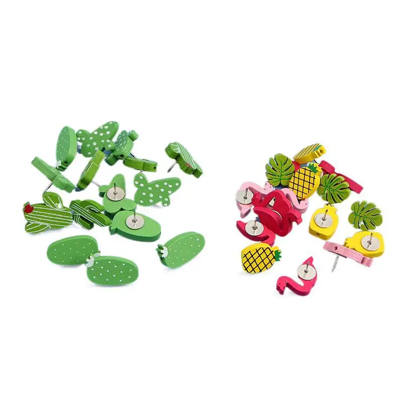 Bview Art DIY دبابيس ضغط فلامنغو وصبار خشبية - مسامير إبهام مزخرفة لتزيين جدران لوحة الإعلانات (مسامير حرفية) #4