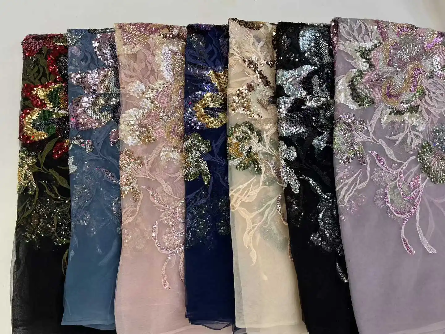 Luxury African Lace Fabric French Net Sequins Fabric 2025 High Quality Sewing Beads Embroidered Lace Tulle Nigerian French Dress