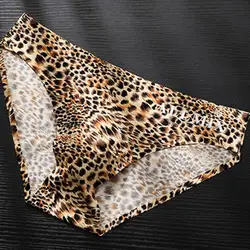 Men Underwear 3D Convex Leopard Zebra Print Underwear Low-rise Ice Silk Briefs Stretchy Panties Male Underpants Men's Trunks