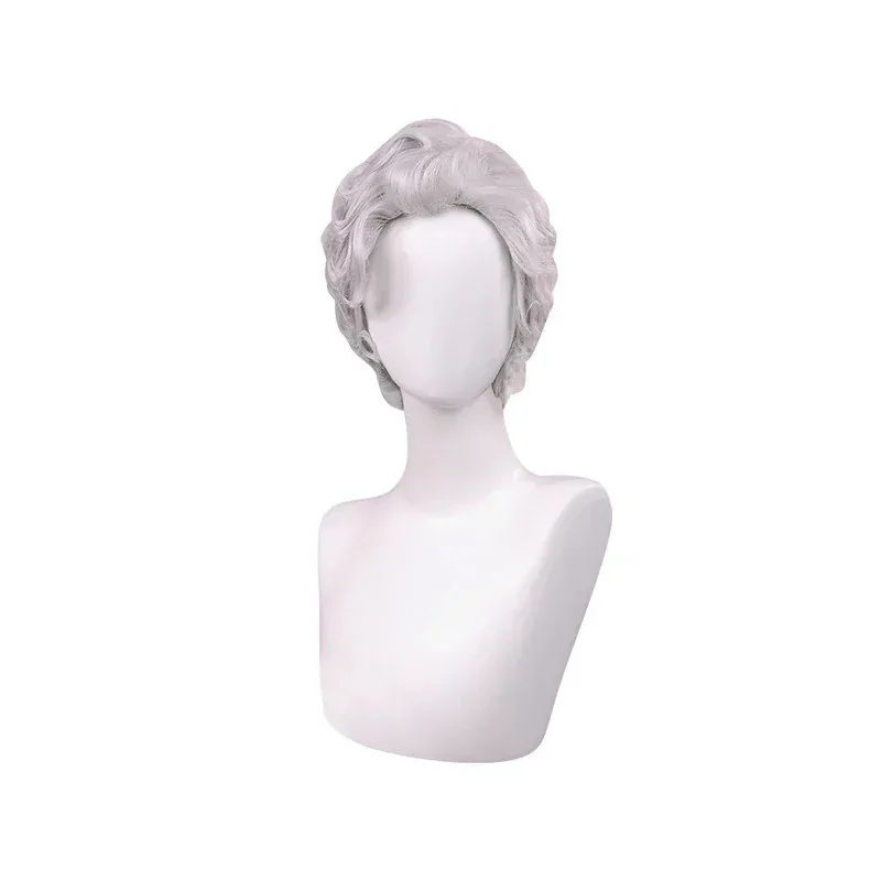 IN STOCK Astarion Cosplay Wig Game Wig DokiDoki Cosplay Wig 32cm Men Astarion Vampire Cosplay Short Curly Silver Hair Free Cap