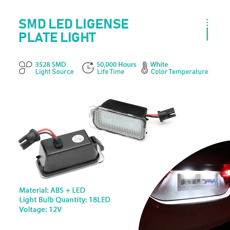 2Pcs Car LED License Plate Light 12V Car Accessories For Ford FOCUS KUGA S-MAX MONDEO MK4 MK5 MK2 MK7 FIESTA Ranger 2008-2019