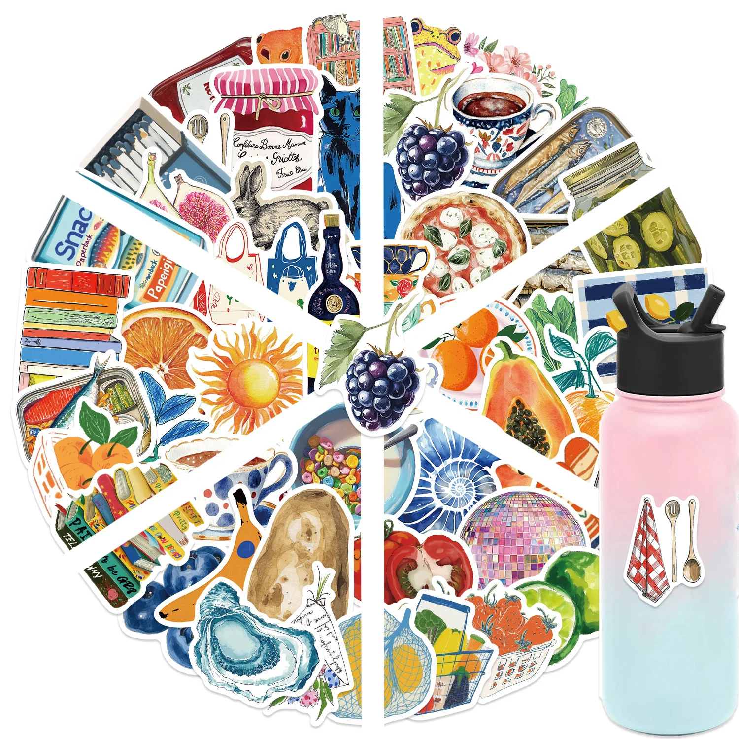 50pcs Retro Vinyl Stickers Pack for Suitcase Water Bottle Laptop Phone Luggage Aesthetics Animals Nature Vinyl Stickers image 6