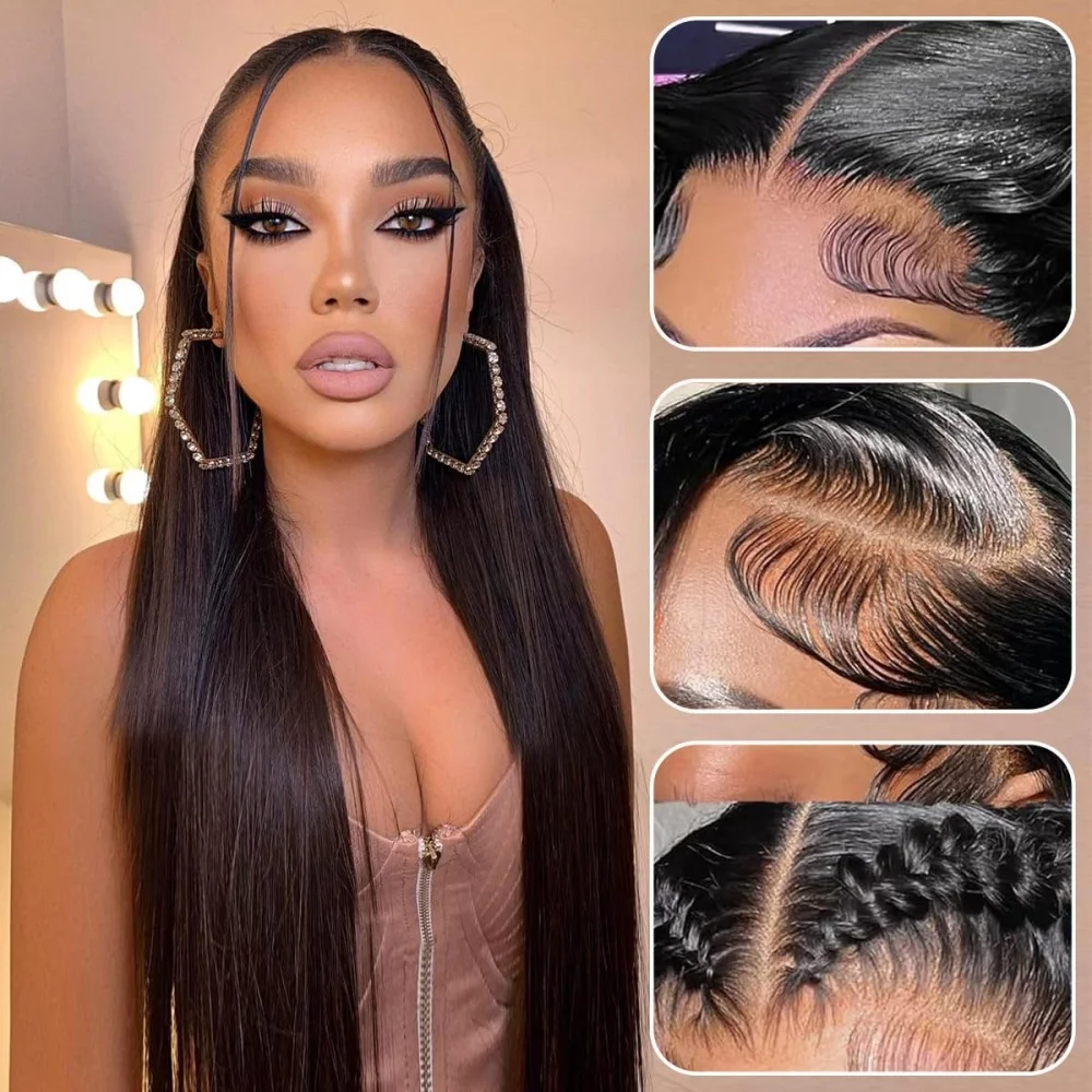 Glueless Wigs Human Hair Ready To Wear Bone Straight Lace Front Wigs Human Hair 4x4 6x4 Pre Cut Hd Lace Closure Wigs For Women 2-5 Days Delivery