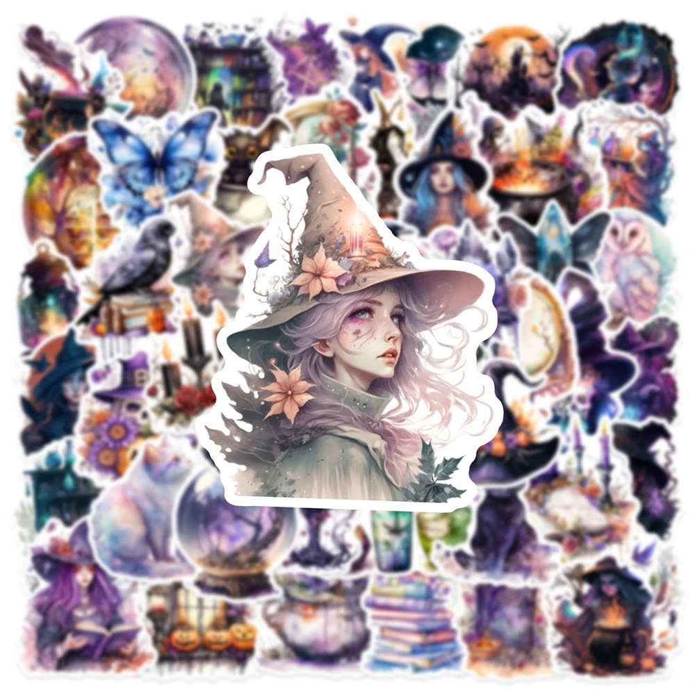 10/30/50pcs Cool Gothic Magic Witch Stickers Aesthetic Graffiti Decals Scrapbook Luggage Phone Guitar Cartoon Waterproof Sticker