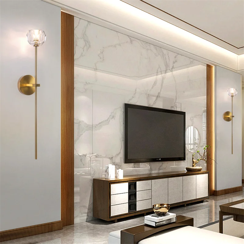 Modern Crystal Sconce Lamp G9 Wall Sconce Aisle Door Front Lights Sleeping Copper Wall Lights Bedside Lamp For Bedroom Fixtures