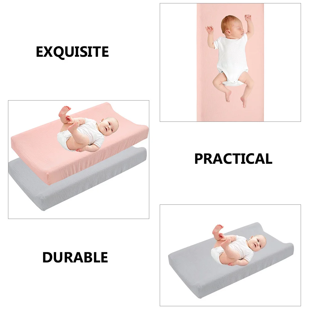 

2Pcs Detachable Changing Pad Covers Baby Cotton Soft Breathable Safe for Boys Girls Diaper Changing Table Bassinet Mattress