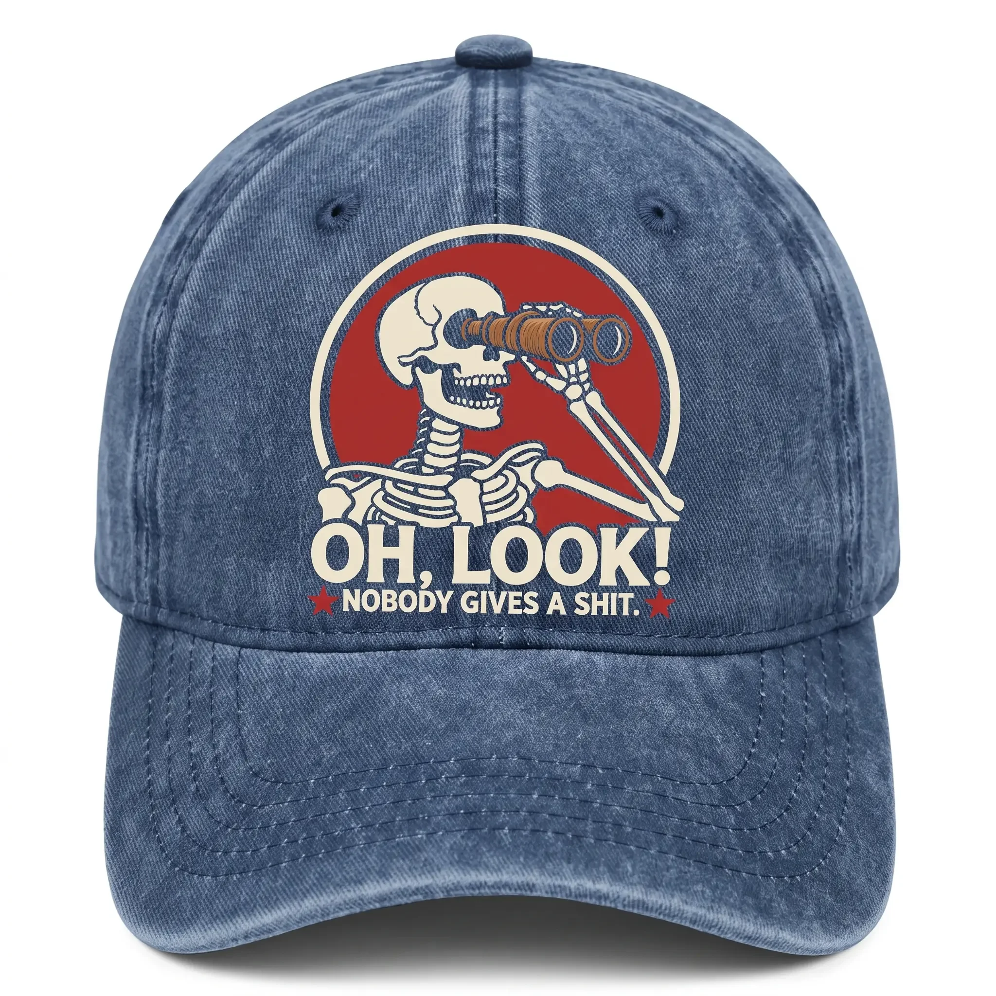 Vintage Washed Cotton Dad Hat, Skeleton Graphic Embroidered Baseball Cap, Retro Street Style Adjustable Sun Protection Casual Hat for Men Women Daily Outdoor