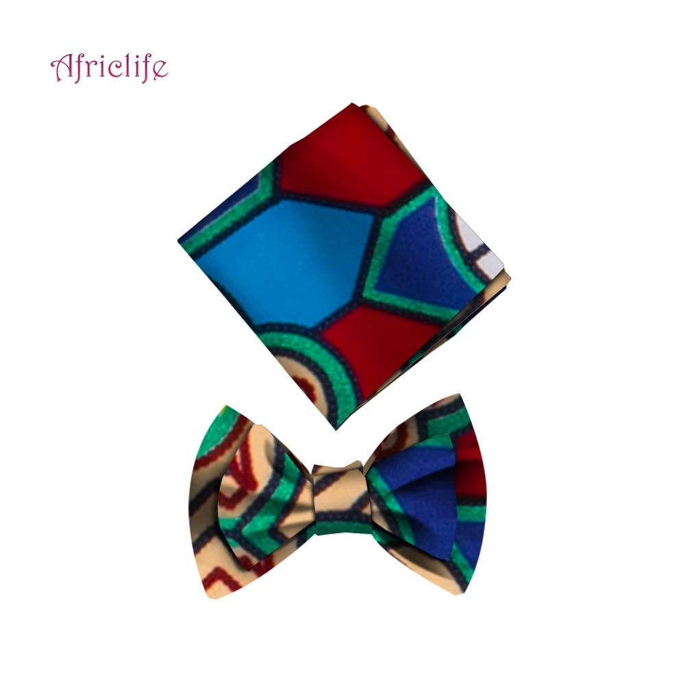 New African Print Bow Tie and Kerchief for Men Bohemia Cotton Print Fabric Gifts for Men Jewelry SP077