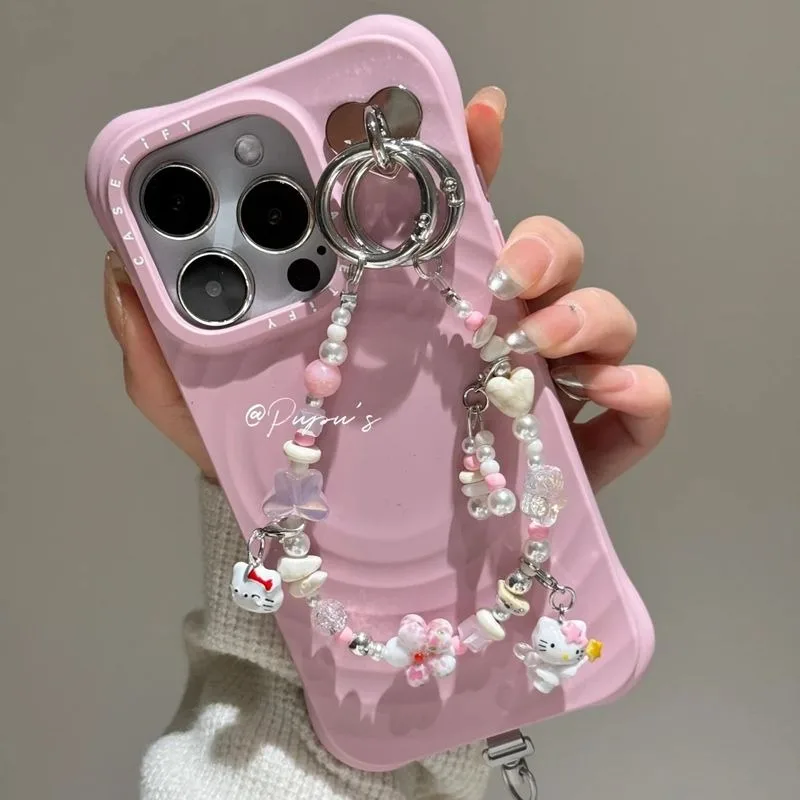 

Hello Kitty Anime Kawaii Sanrio Mobile Phone Chain Pendant Cute Cartoon Keychain Bag Decoration Lovely Gifts for Girls