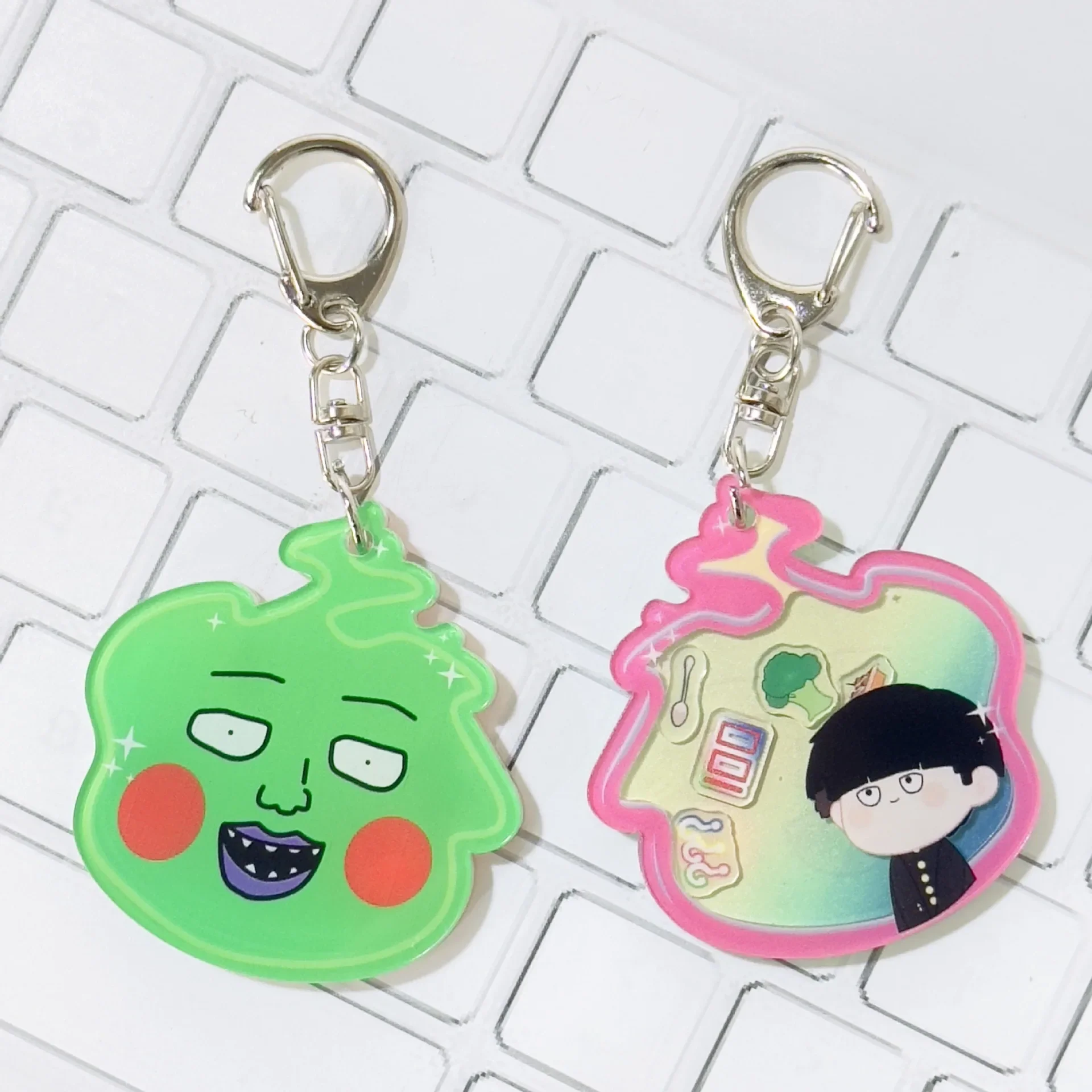 Mob and Psycho 100 Keychain Interesting Comedy Anime Cute Cartoon Characters Peripheral Shake Pendant Keyring Fun Presents