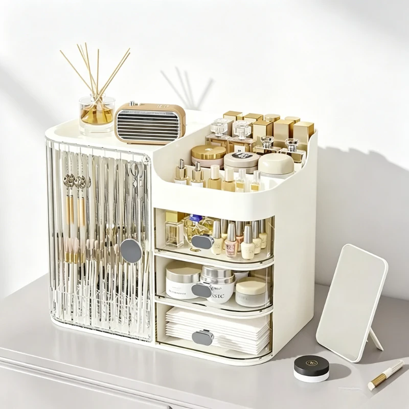 Boîte de rangement cosmétique de grande capacité, présentoir anti-poussière pour rouge à lèvres, masque facial, fournitures de soins de la peau, organisateur de maquillage