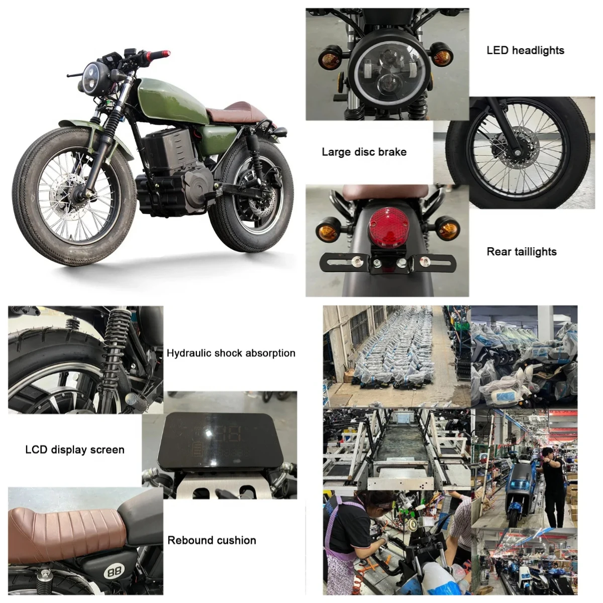 

Super power 2000w cafe racer motorbike super long range electric bike retro electric motorcycle