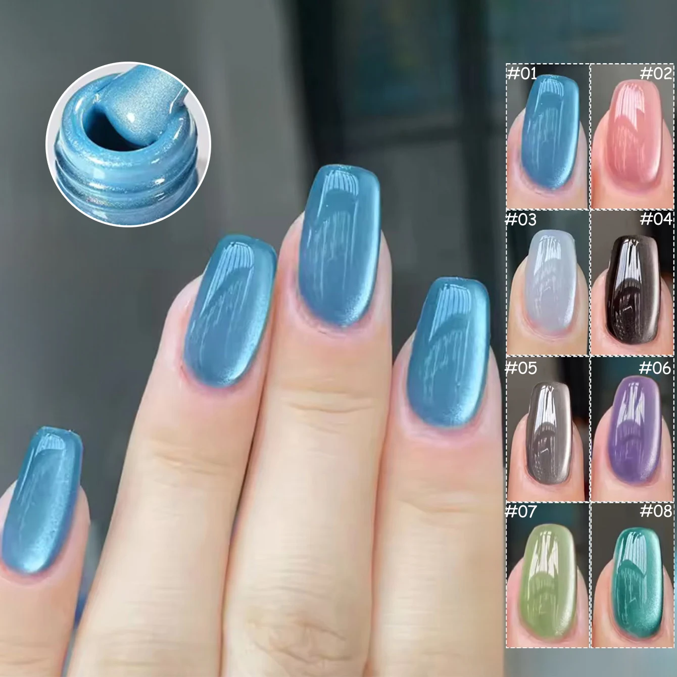 1 Uds ZH otoño puro deseo hielo transparente brillo de espejo arte de uñas de larga duración cuentas de vidrio de luz blanca esmalte de uñas de Gel de ojo de gato