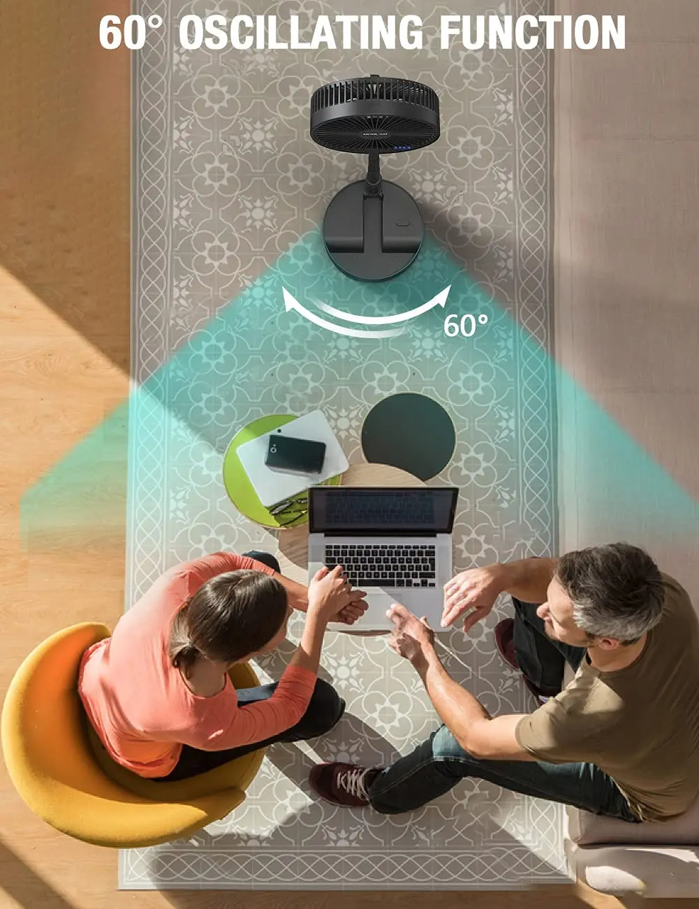 7200MAh แบตเตอรี่ดำเนินการ8นิ้วขนาดเล็กพัดลมระบายความร้อนด้วยรีโมทคอนโทรลจับเวลาแบบพกพาตารางฐานแฟนๆ