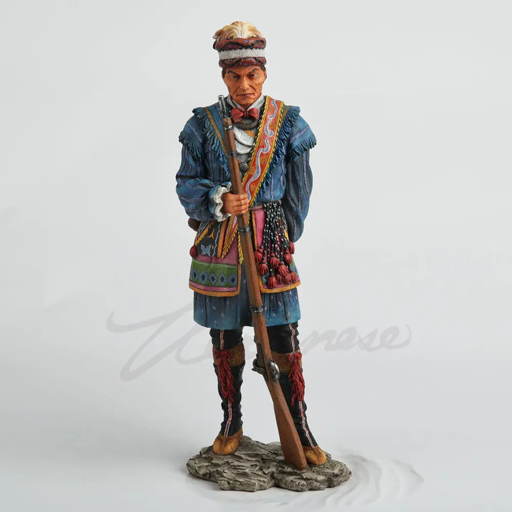Resin Historical Soldier Statue Vintage Military Figurine with Rifle Bronze Tone Sculpture for Home Office Decor Art Craft Gift