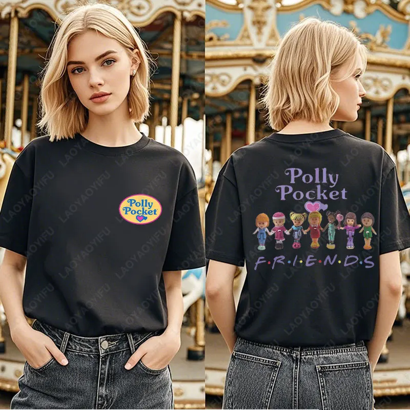 ريترو بولي جيب المدمجة 90 للجنسين تي شيرت خمر قصيرة الأكمام المرأة تيز Kawaii الجرافيك القمم 80's الحنين عادية التي شيرت #1