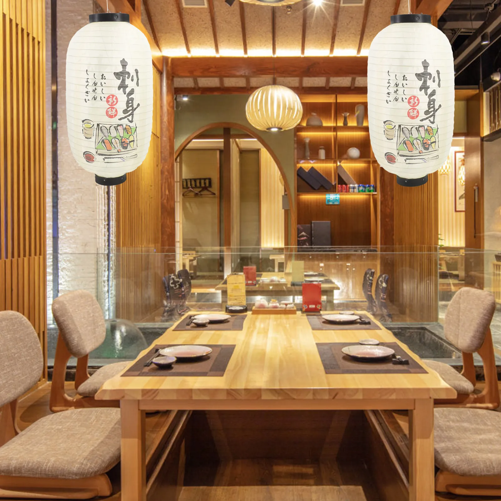 

Silk Cloth Lantern Japanese Style Restaurant Bar Decor Black Candles Baseball Lamp Halloween Outdoor Party Home Lighting