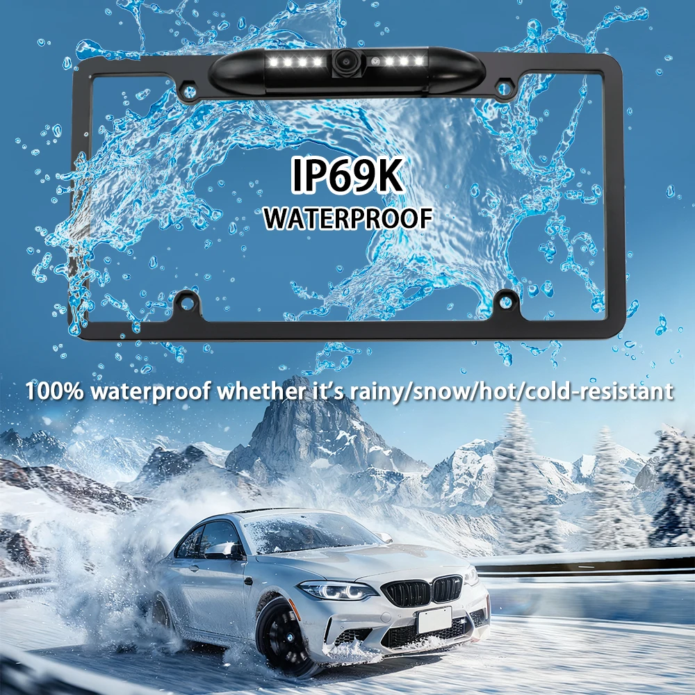 Carsanbo Car License Plate Frame Camera For USA License Plate Front or Reversing Backup Camera With IR LED Compatible