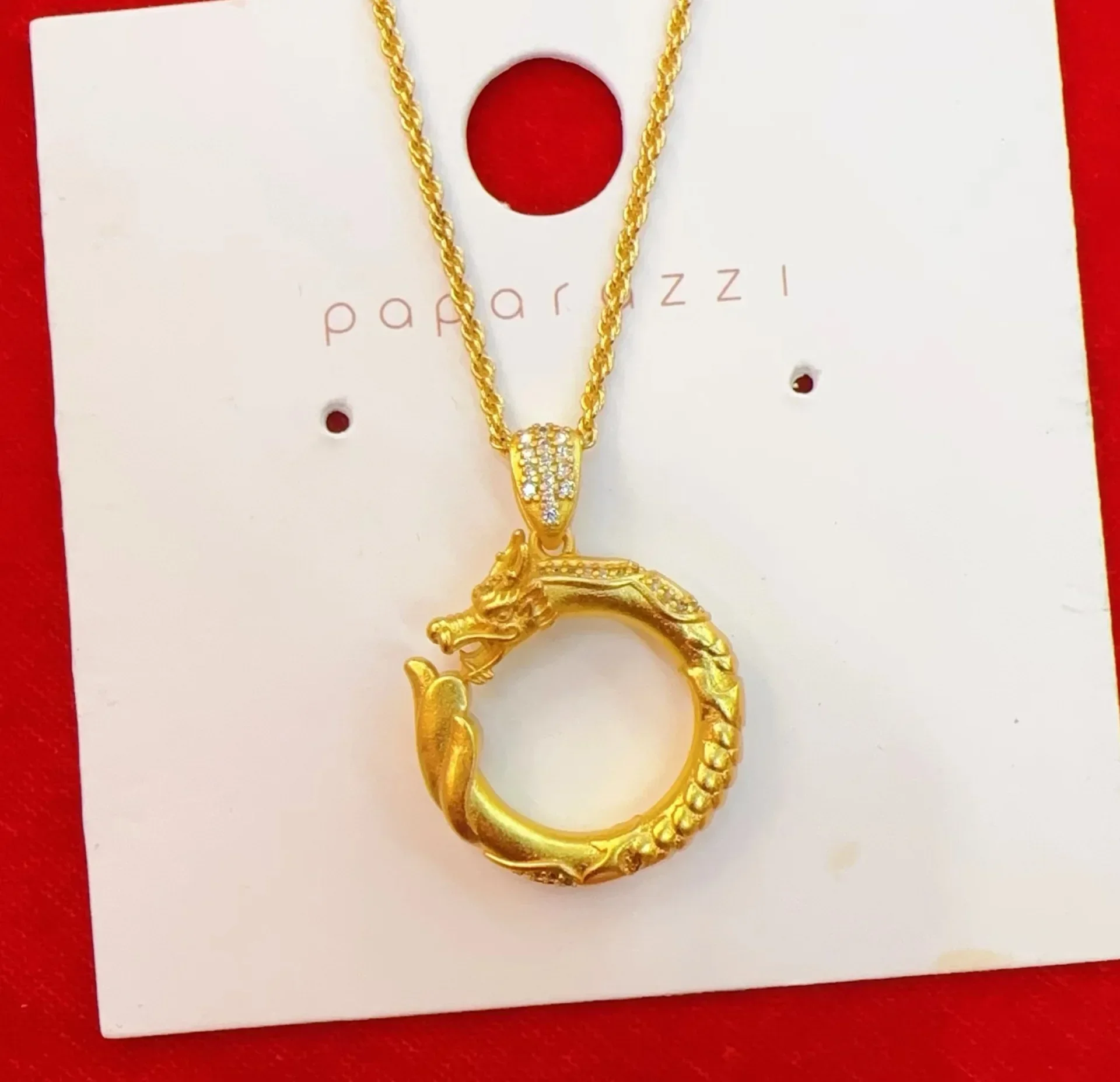 Colgante de oro Real 9999 para mujer, colgante de hebilla de la Paz del dragón, Diamante de 24K, año del zodiaco de los doce animales, collar AU750