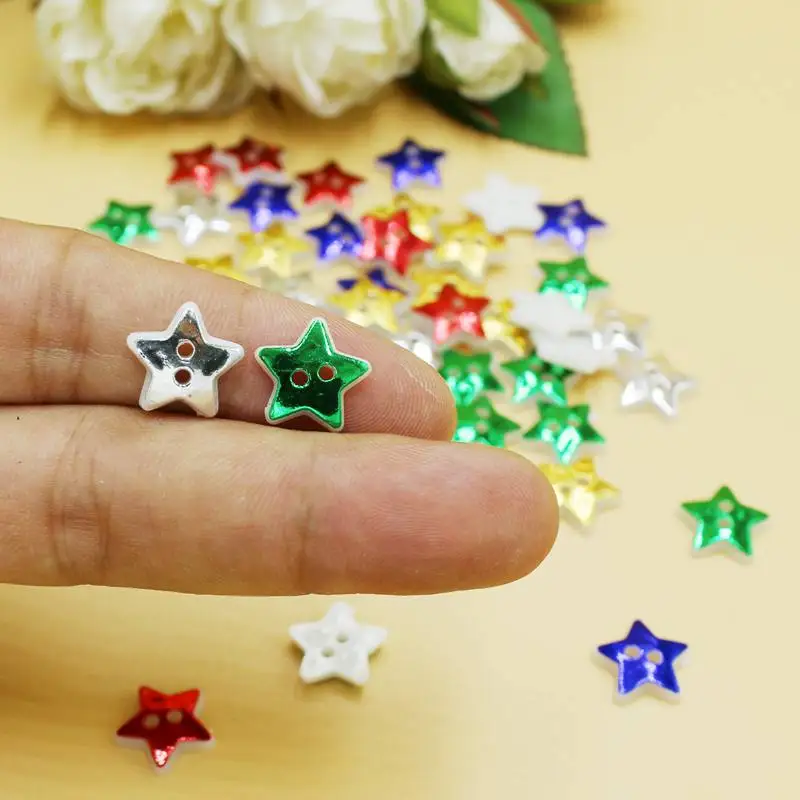 100pcs/lot 13mm Mixed Color star buttons craft scrapbooking Christmas decoration plastic buttons