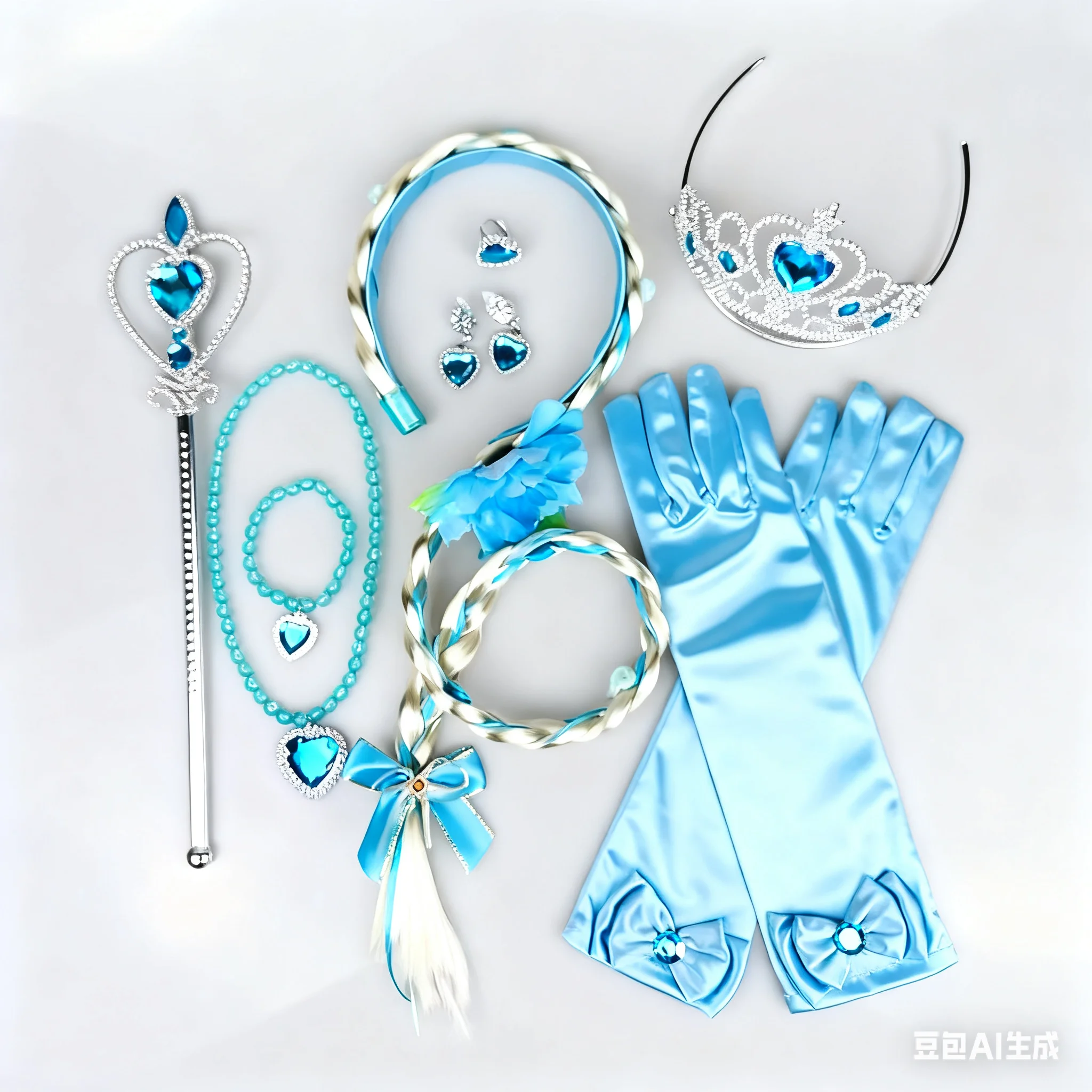 Princess Dress Up Magic Wand Queen Crown Little Girls Jewelry Necklace Bracelet Ring Earrings Kids Weaving Braid Wig Headband