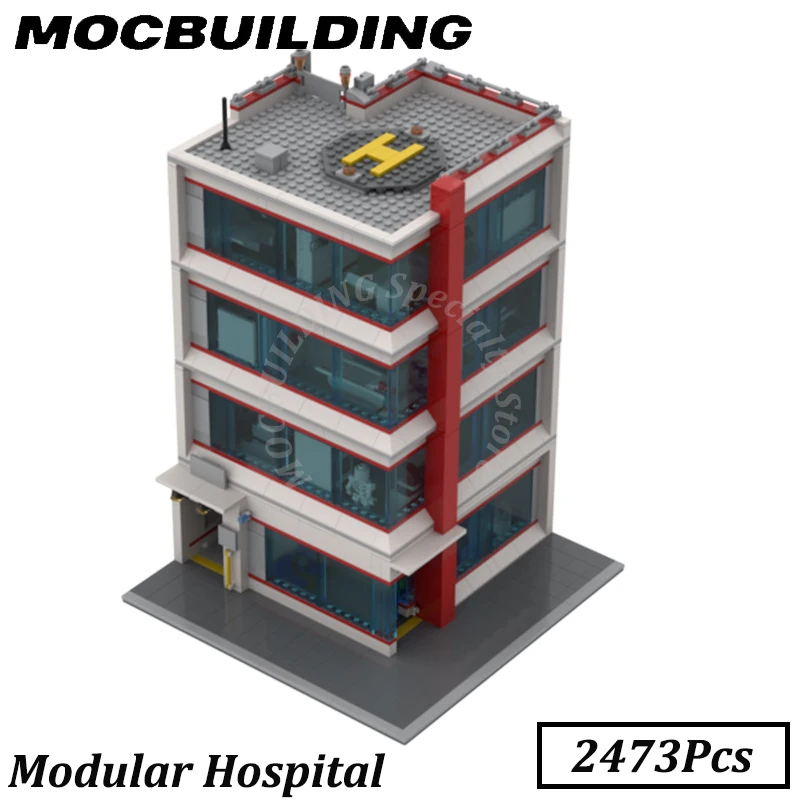 Modular Street View Hospital Buildings Display MOC Building Blocks Bricks Construction Toys Gifts Christmas