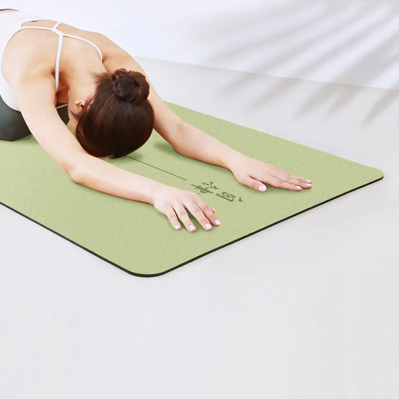 

5mm Thick High-Density PU Natural Rubber Yoga Mat with Alignment Marks Non-Slip Sweat-Absorbent for Home Pilates Gym