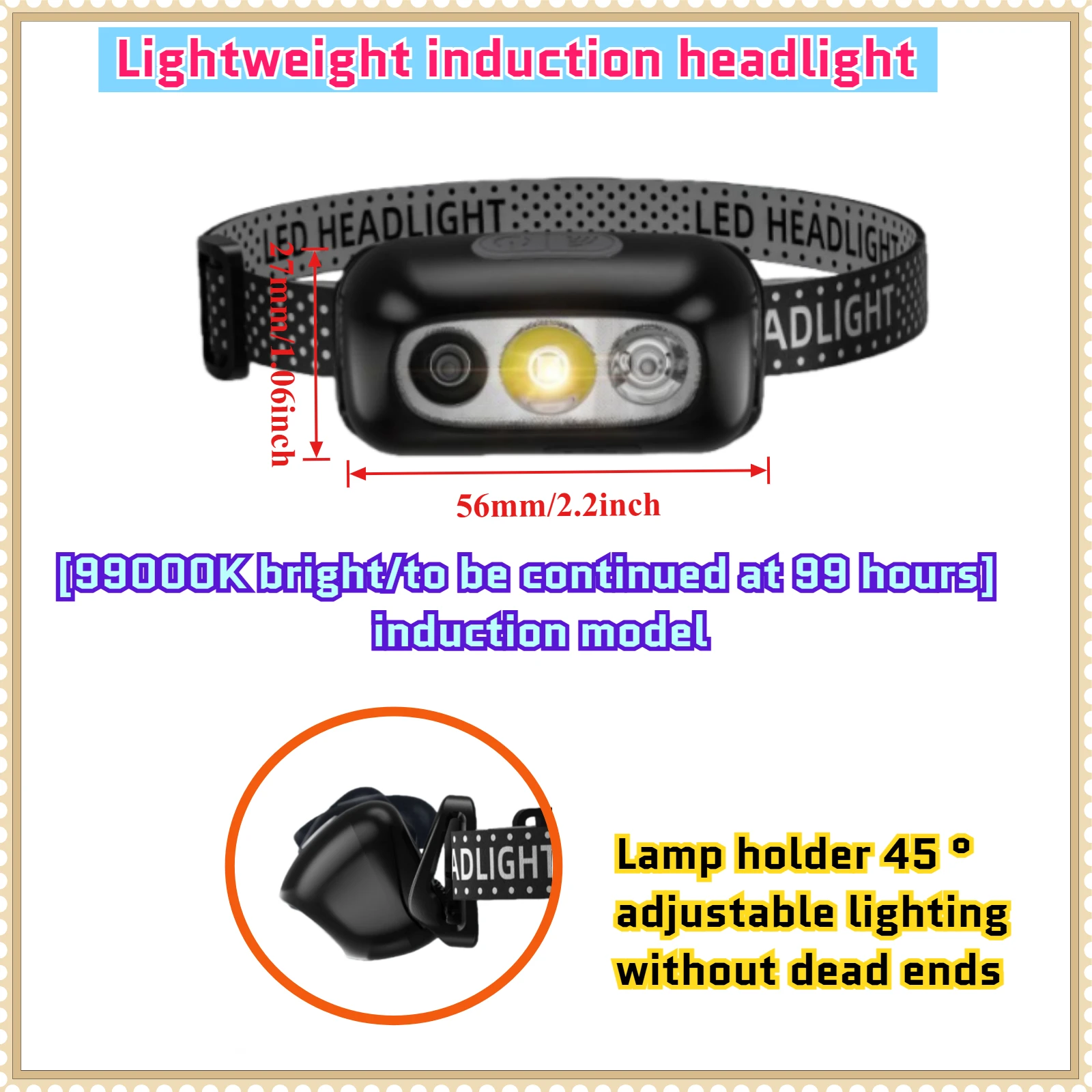 Outdoor Camping Search Light Fishing Head Light Mini Rechargeable Sensor Headlamp LED Headlight Torch Waterproof Work Light