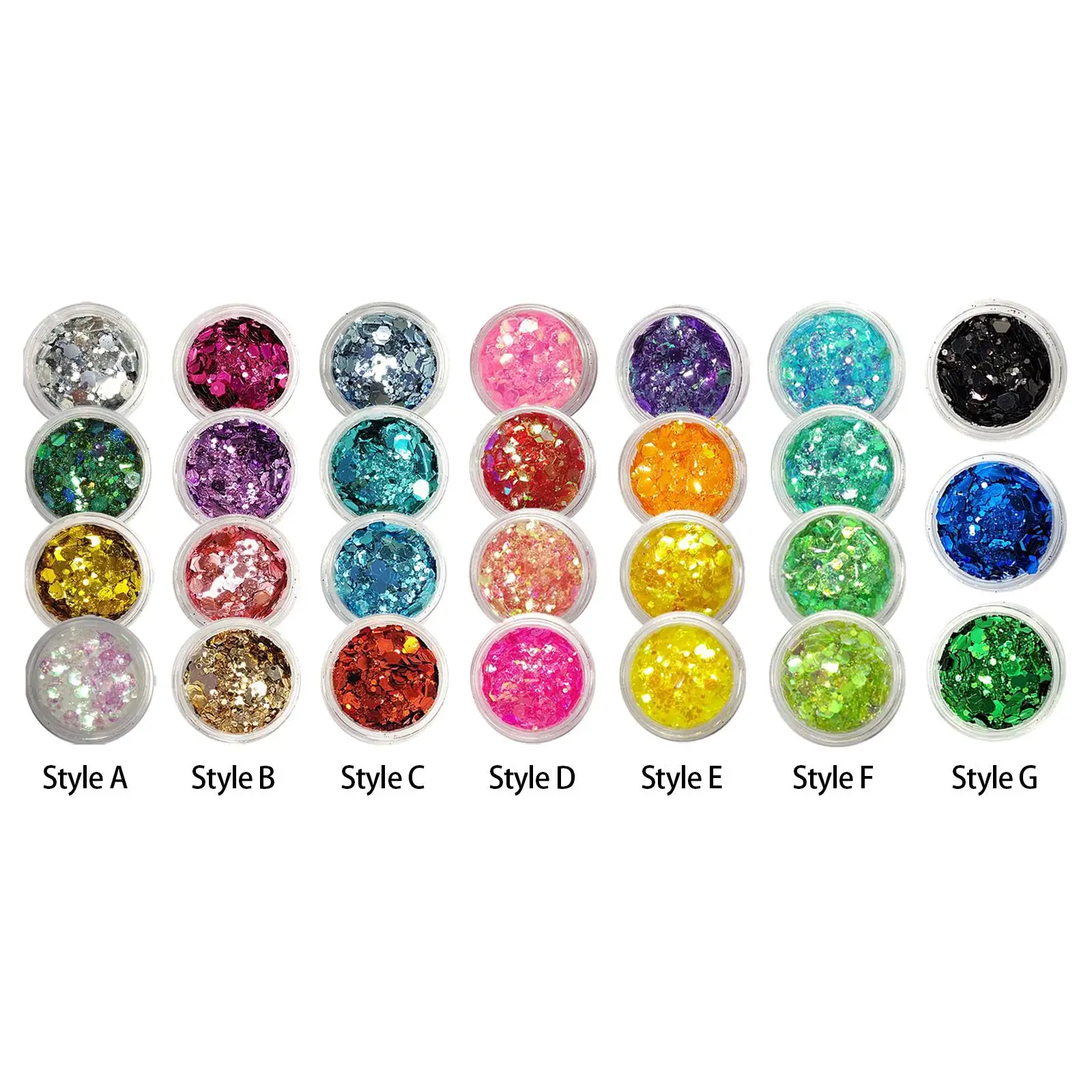 4Pcs Sparkle Sequin Flake Chunky Glitter Manicure Decorations 2.5ml Loose