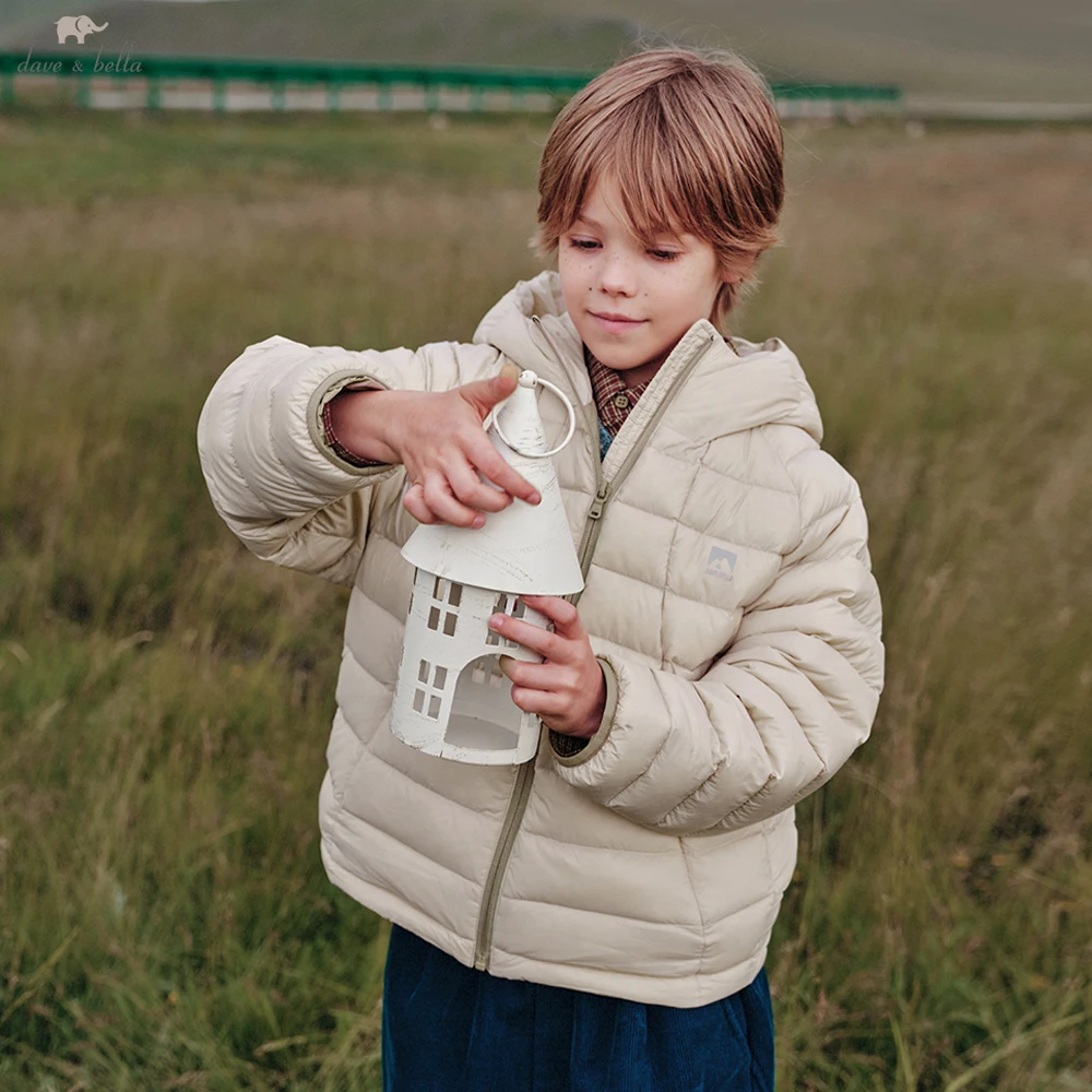 Dave Bella Boys White Down Parka Jacket Children Winter Warm Hooded Down Coats Waterproof Outwear Clothes DK4263578
