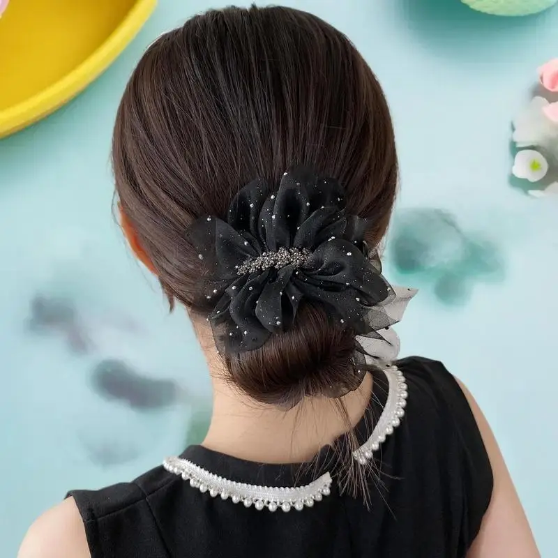 1Pc High-end Wheat Spike Bowknot Hairpin For Women Back Of Head Bun Tail Clip All-purpose Shark Clamp