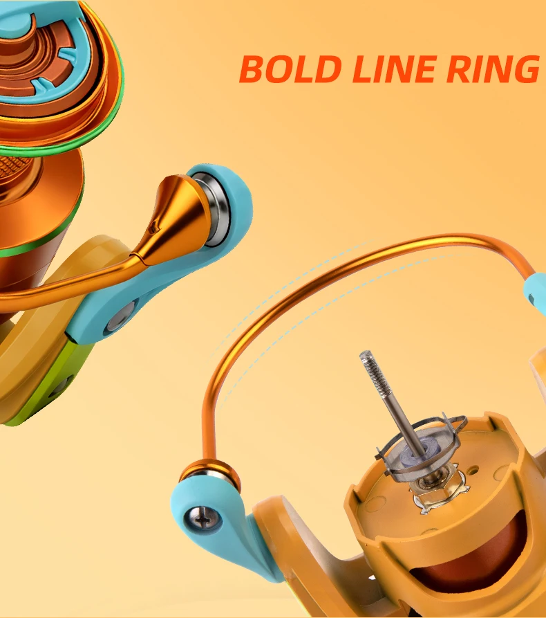 BILLINGS Spinnrolle 1000-6000 Serie Angelrollen Maximale Bremskraft 10KG Übersetzungsverhältnis 5.0:1/4.7:1 Carretilha mit Metallspule & Rocker – Detail 8