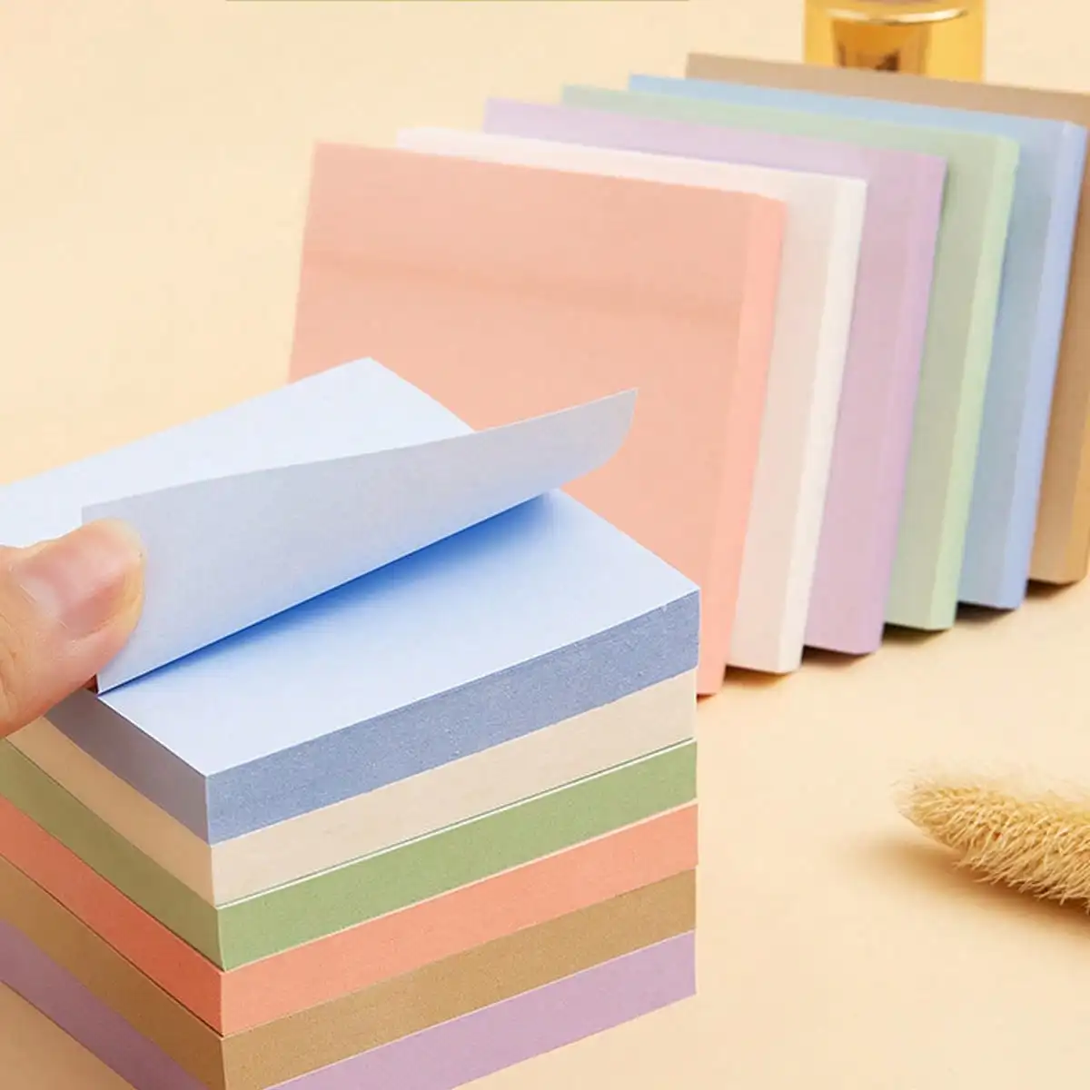 Morandi-Farbige Quadratische Haftnotizen (7,5cm), Selbstklebende Notizblöcke, Unverzichtbar für Büro, Schule & Haushaltsorganisation – Detail 5