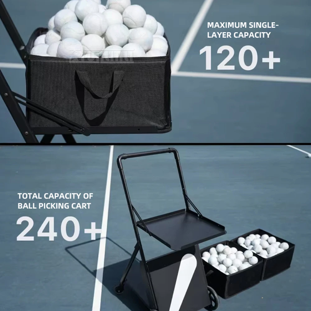 2027 Tennisball-Sammelwagen, tragbarer, faltbarer Ballwagen, Tennis-Trainings-Ballpicker