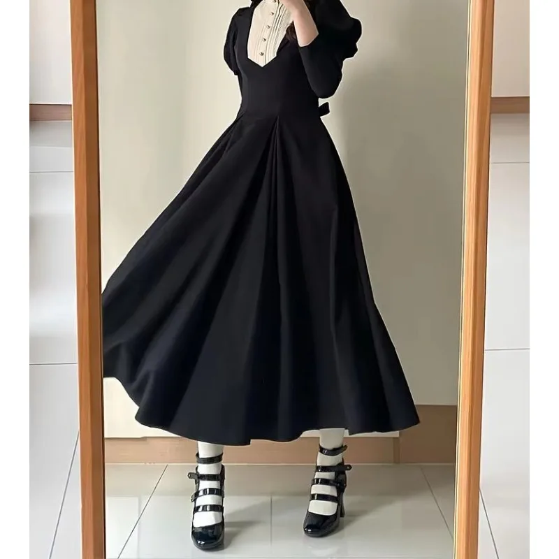Gothic Lolita Maid Dress Victorian Style Long Sleeve Cosplay Outfit Classic Lace Apron Costume for Women Elegant Party Wear