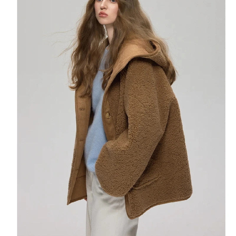 

Осенне-зимняя шуба из искусственного меха с капюшоном, на пуговицах, свободного кроя, женская верхняя одежда, из полиэфирного волокна, удлиненная, стандартной длины